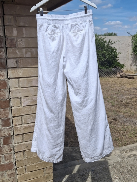 Athleta Cabo Linen Wide Leg Pull-On White Comfy Pants Style 447244  Women Size 6 - Picture 6 of 16